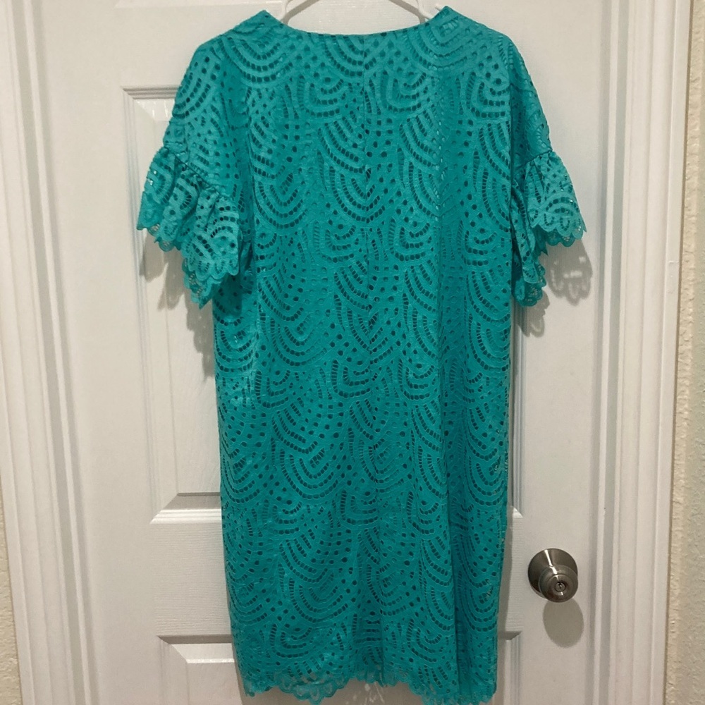 NWT Worthington SIZE L Turquoise Lace Dress - Picture 2 of 6